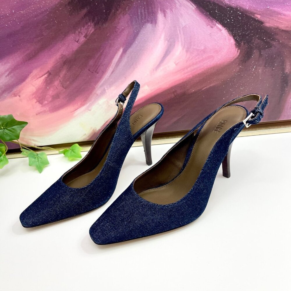 PAIGE Kaela‎ Slingback Square Toe Pump in Denim Size 7 - Picture 2 of 10